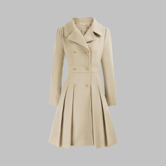 Women's Elegant Double Button Long Sleeve Coat Tailored Fit Stylish Outerwear
