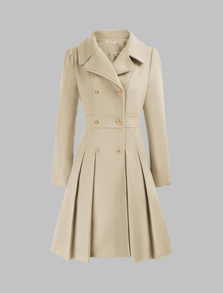 Women's Elegant Double Button Long Sleeve Coat Tailored Fit Stylish Outerwear