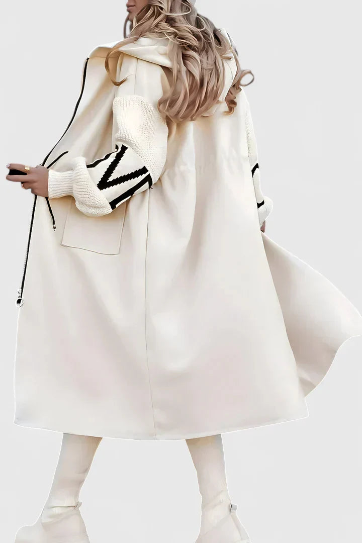 Women's Elegant Hooded Coat Tailored Fit Long Sleeve Stylish Everyday Outerwear