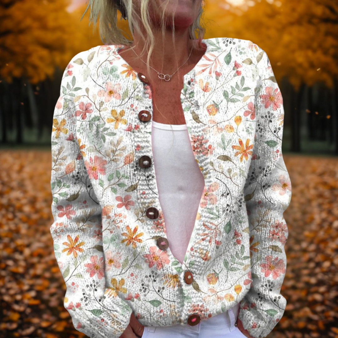 Women's Open-Front Cardigan Floral Print Soft Knit Layering Casual Everyday