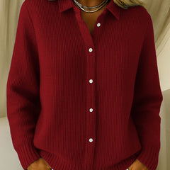 Women's Classic Knitted Cardigan Button Closure Refined Collar Everyday Wear