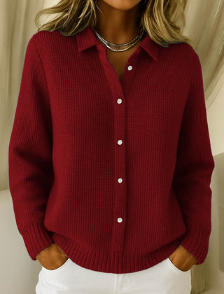 Women's Classic Knitted Cardigan Button Closure Refined Collar Everyday Wear