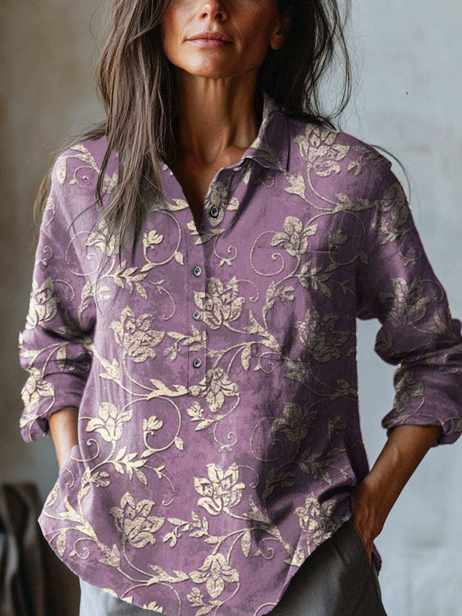Women's Floral Shirt Outfit for Work Brunch Casual Days and Everyday Wear