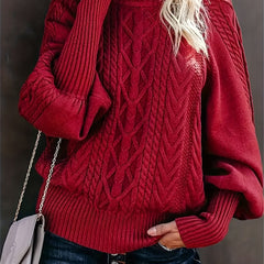 Women's Cozy Turtleneck Sweater Cable Knit Long Sleeve Casual Layering