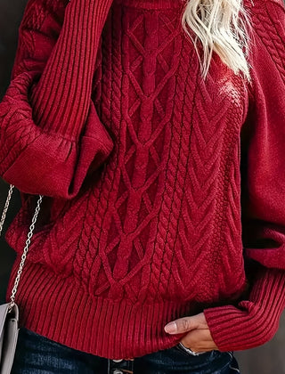 Women's Cozy Turtleneck Sweater Cable Knit Long Sleeve Casual Layering