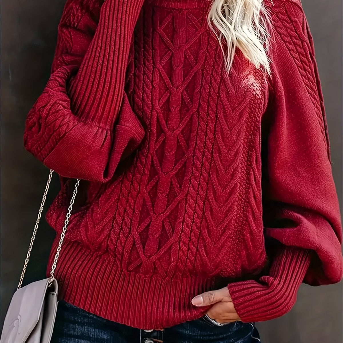 Women's Cozy Turtleneck Sweater Cable Knit Long Sleeve Casual Layering