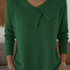 Women's Stylish Knit Sweater Relaxed Fit Long Sleeve Crew Neck Casual Wear