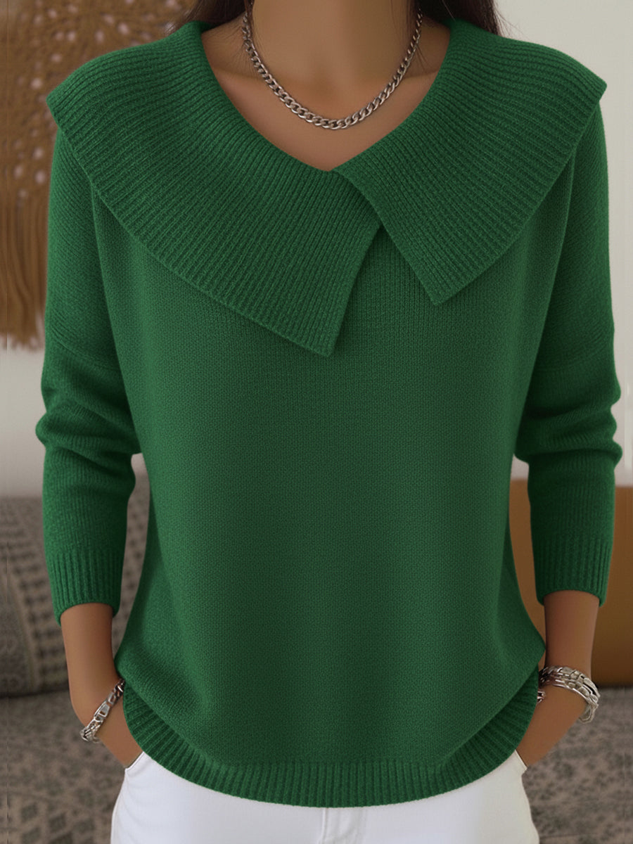 Women's Stylish Knit Sweater Relaxed Fit Long Sleeve Crew Neck Casual Wear