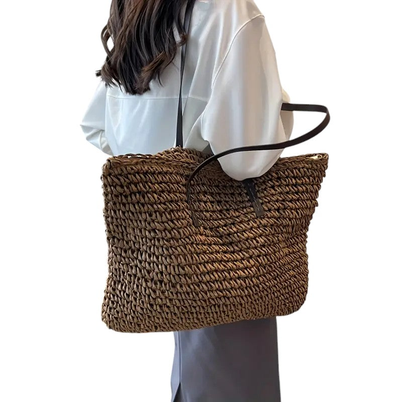 Women's Woven Tote Bag Spacious Everyday Casual Stylish Versatile