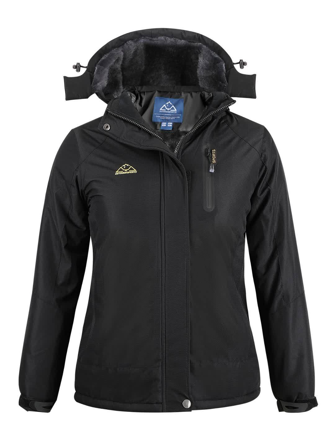 Women's Insulated Ski Jacket Fur-Lined Hood Waterproof Active Winter