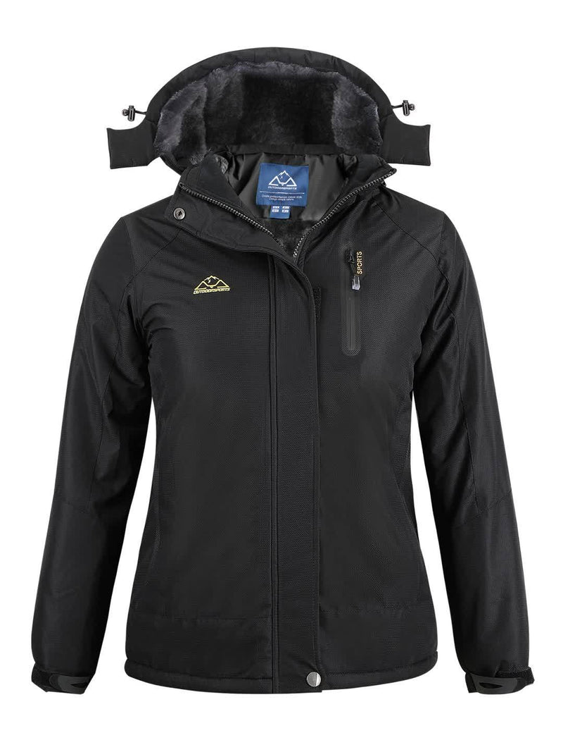 Women's Insulated Ski Jacket Fur-Lined Hood Waterproof Active Winter