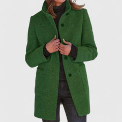 Women's Elegant Overcoat Tailored Fit Long Sleeve Notched Collar Classic Style
