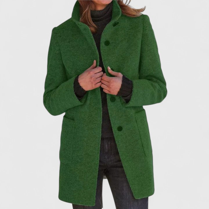 Women's Elegant Overcoat Tailored Fit Long Sleeve Notched Collar Classic Style