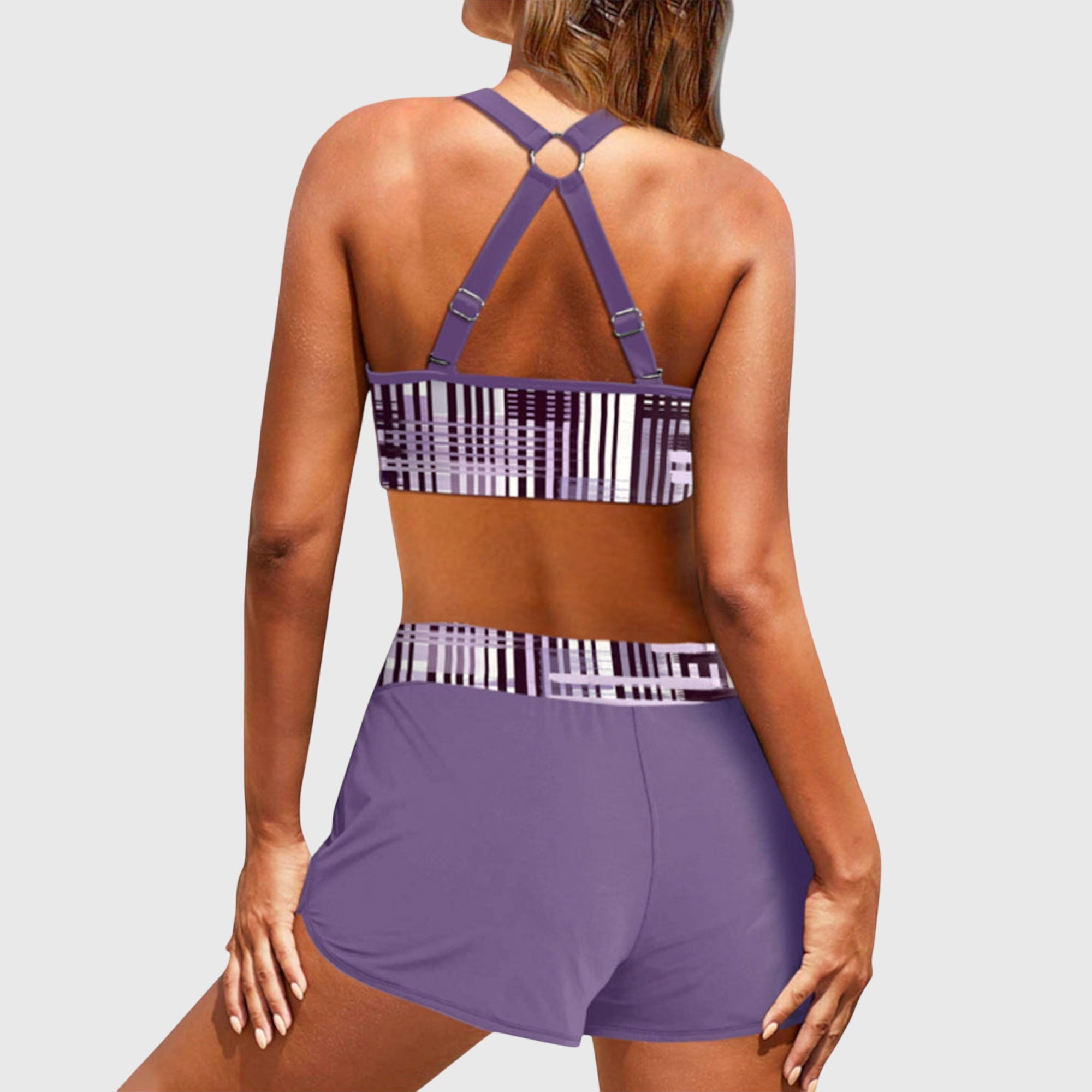 Women's Ribbed High-Waisted Bikini Swimwear for the Beach Poolside Holidays and Summer Sunbathing