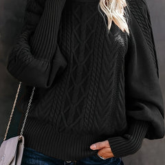 Women's Cozy Turtleneck Sweater Cable Knit Long Sleeve Casual Layering
