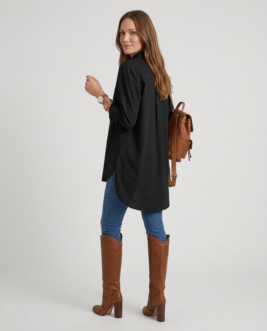 Women’s Button-Down Shirt with Dual Chest Pockets