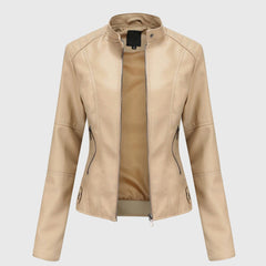Women's Chic Biker Jacket Asymmetrical Zip Closure Stylish Casual Outerwear
