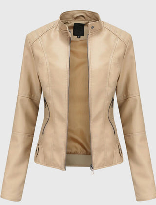 Women's Chic Biker Jacket Asymmetrical Zip Closure Stylish Casual Outerwear