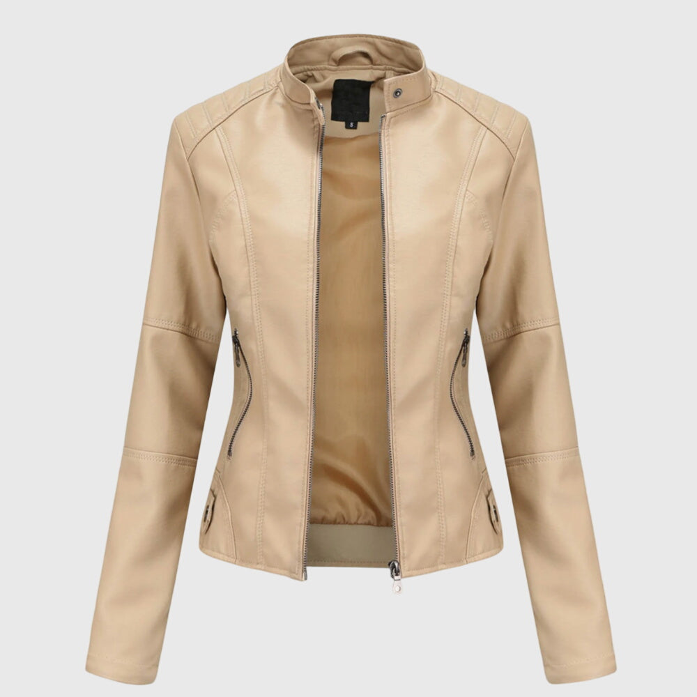Women's Chic Biker Jacket Asymmetrical Zip Closure Stylish Casual Outerwear
