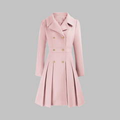Women's Elegant Double Button Long Sleeve Coat Tailored Fit Stylish Outerwear