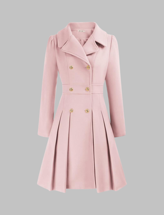 Women's Elegant Double Button Long Sleeve Coat Tailored Fit Stylish Outerwear