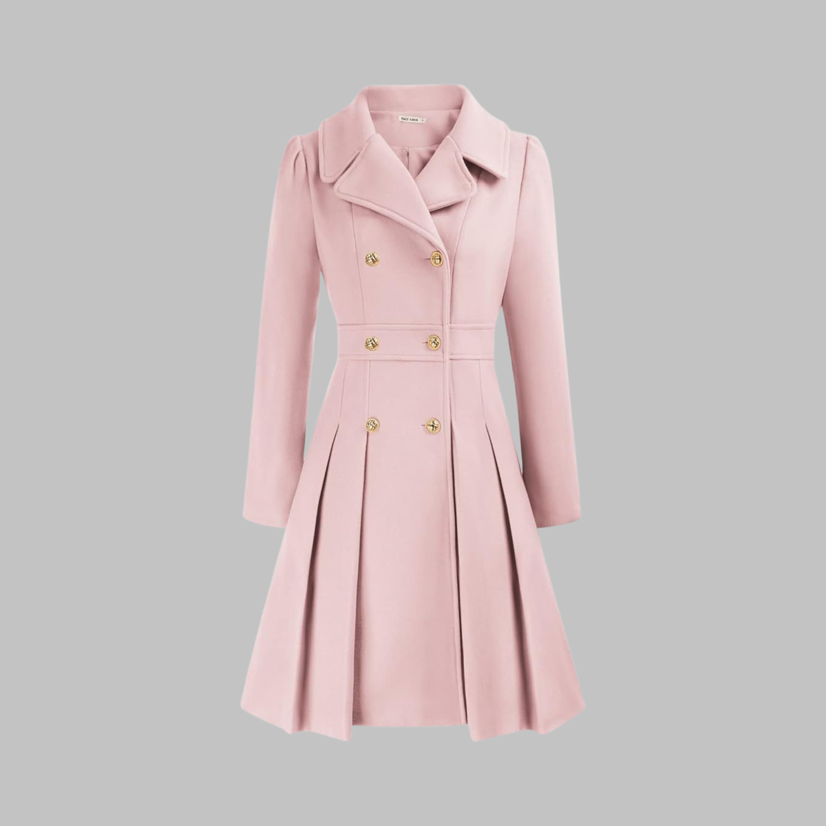 Women's Elegant Double Button Long Sleeve Coat Tailored Fit Stylish Outerwear