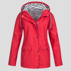 Women's Hooded Raincoat Zip Closure Stylish Outdoor Lightweight Protection