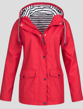 Women's Hooded Raincoat Zip Closure Stylish Outdoor Lightweight Protection