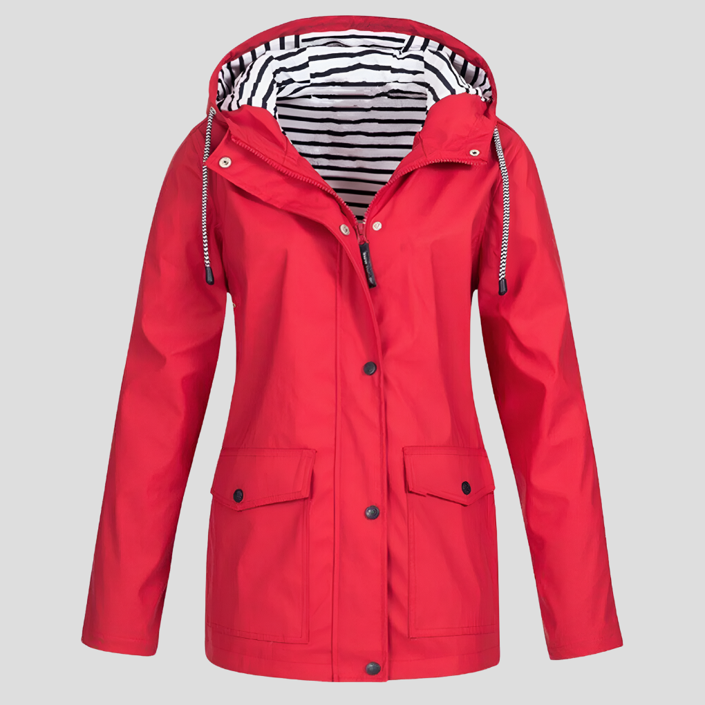 Women's Hooded Raincoat Zip Closure Stylish Outdoor Lightweight Protection
