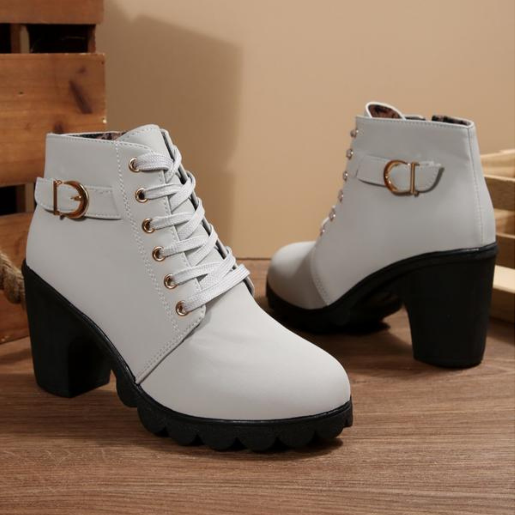 Women's Chunky Ankle Lace-Up Boots Footwear for Summer Holidays Weddings Parties and Everyday Wear