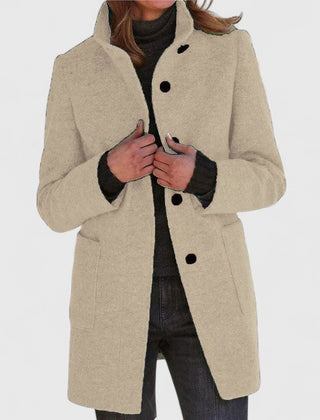 Women's Elegant Overcoat Tailored Fit Long Sleeve Notched Collar Classic Style