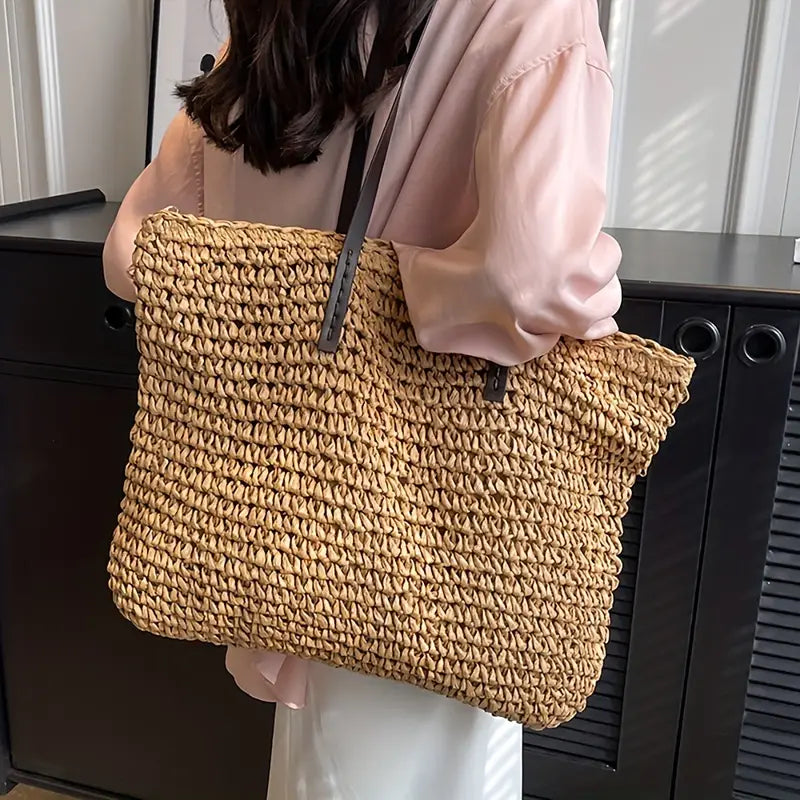 Women's Straw Beach Tote Purse Bag for Work Travel Holidays Shopping Commutes and Everyday Use