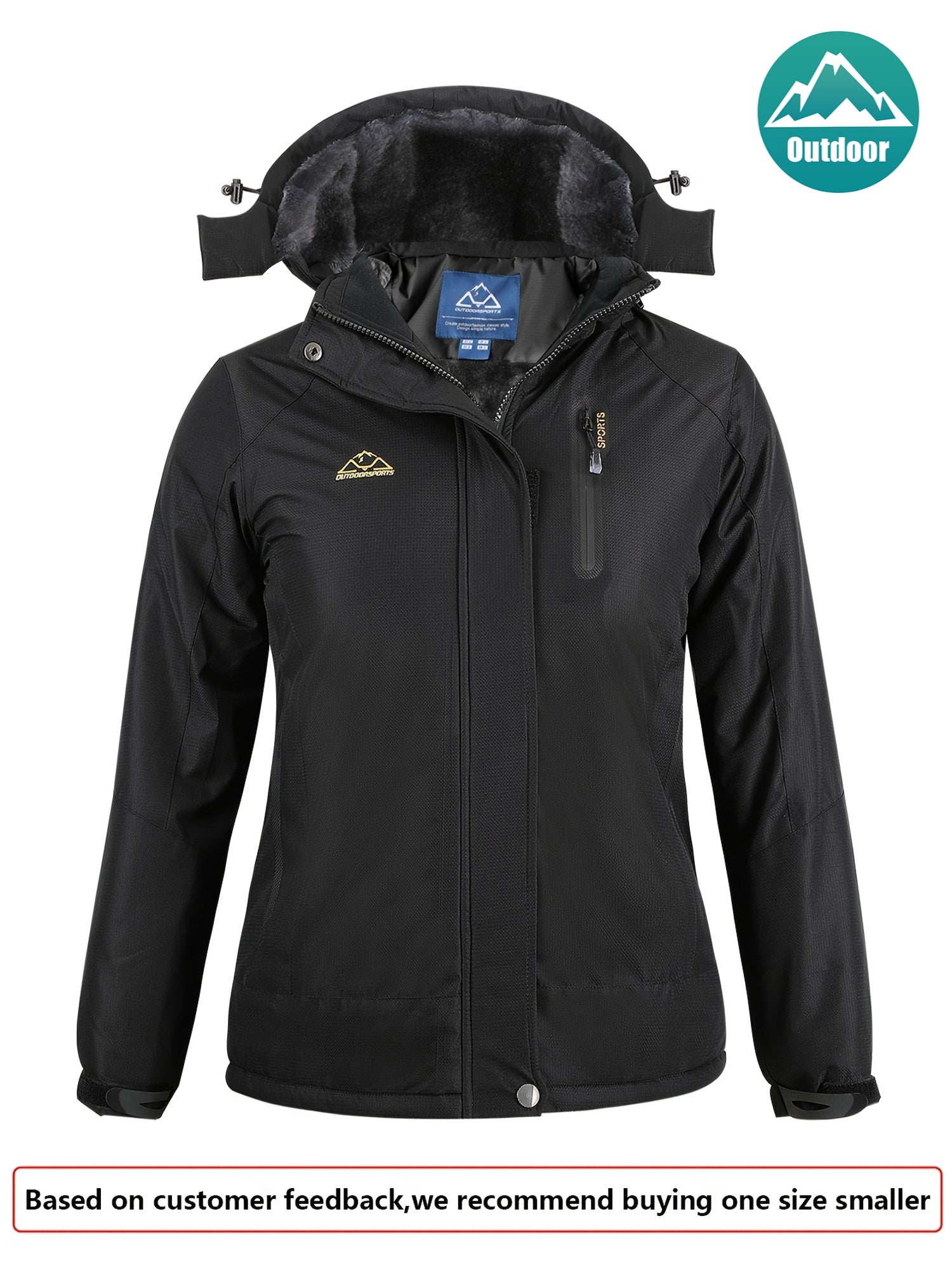 Women's Insulated Ski Jacket Fur-Lined Hood Waterproof Active Winter