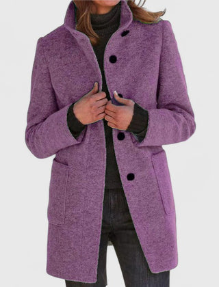 Women's Elegant Overcoat Tailored Fit Long Sleeve Notched Collar Classic Style