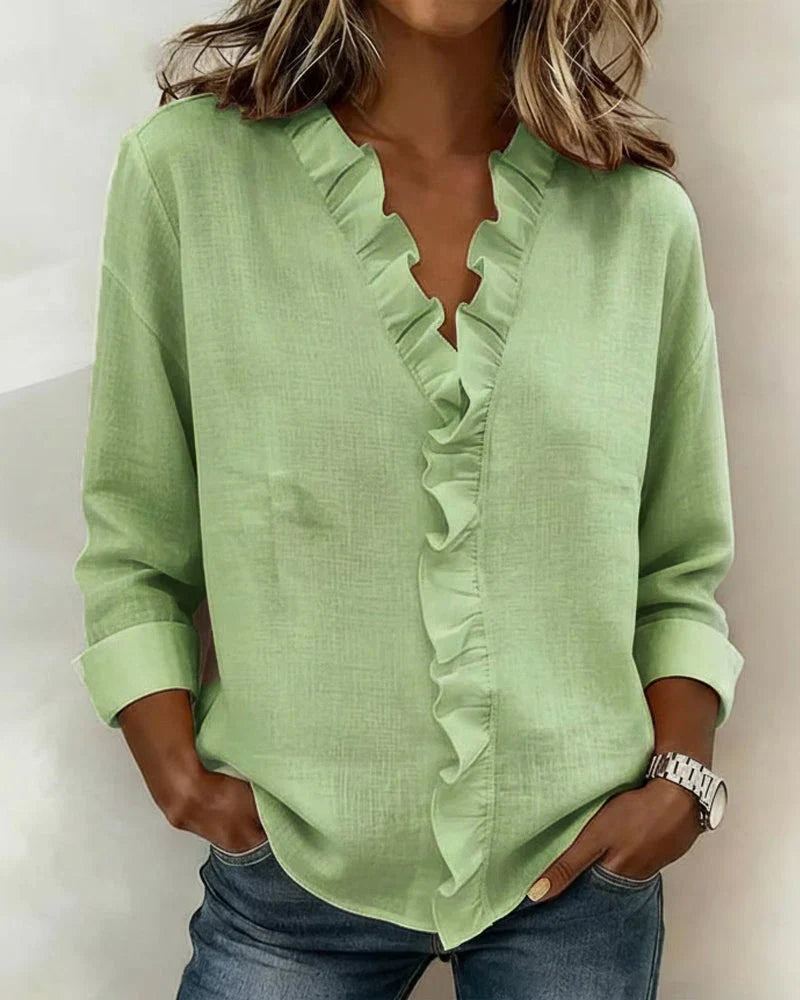 Women's V-Neck Blouse Lightweight Casual Everyday Relaxed Fit Stylish