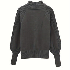 Women's Cozy Turtleneck Sweater Cable Knit Long Sleeve Casual Layering