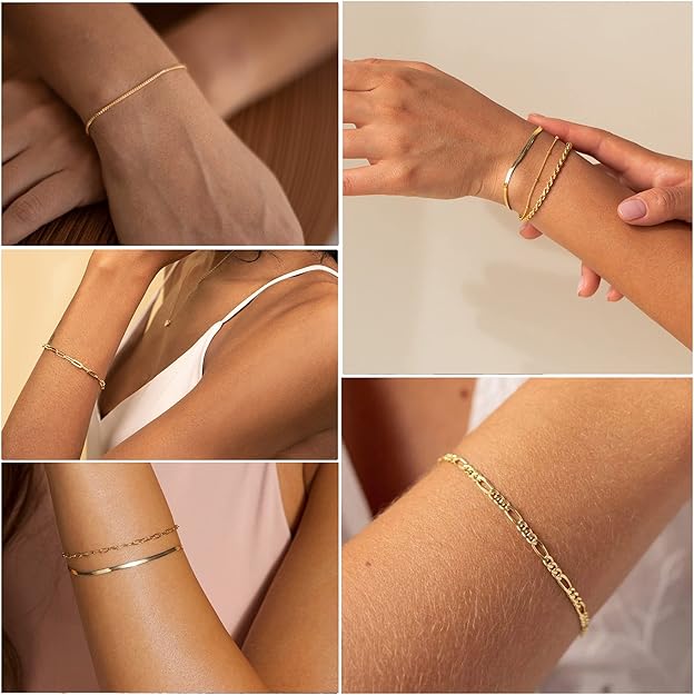 Women's White Gold Bracelet Set Statement Jewellery Jewelry Gift for Women Weddings Parties Prom and Everyday Wear