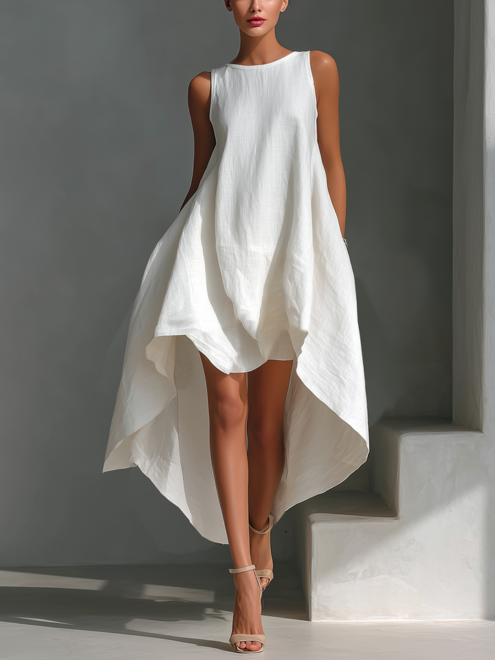 Women’s Elegant Asymmetric Midi Dress | Sleeveless