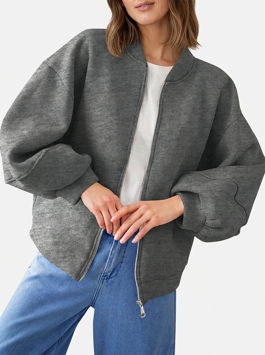 Women’s Bomber Jacket with Lantern Sleeves