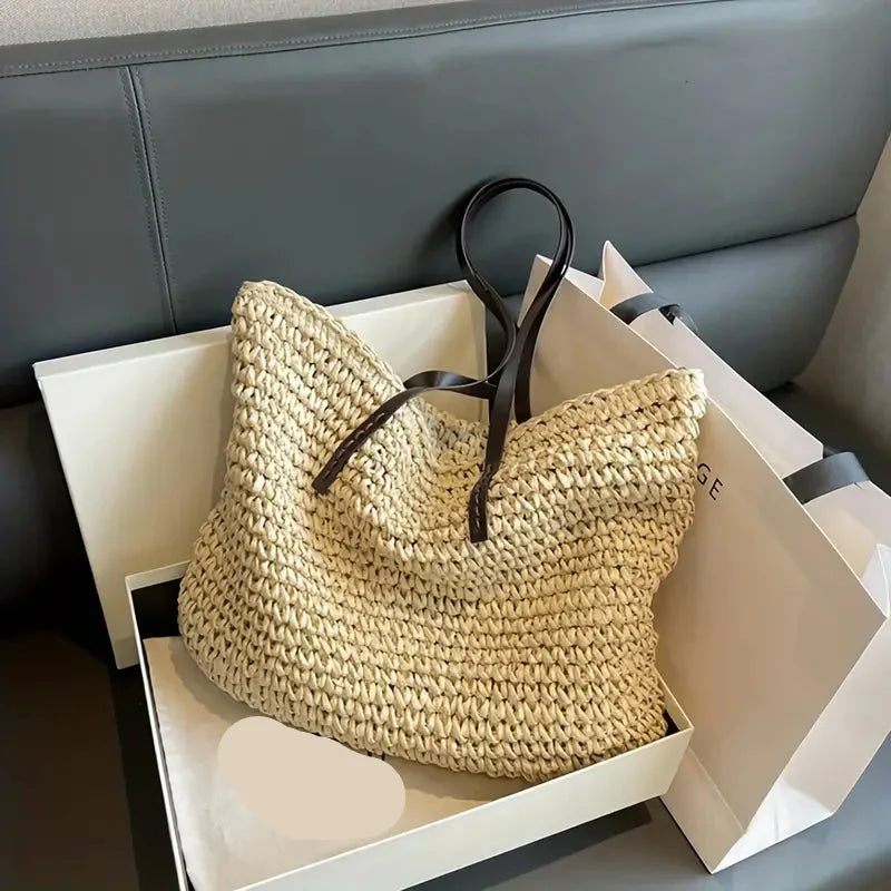 Women's Straw Beach Tote Purse Bag for Work Travel Holidays Shopping Commutes and Everyday Use