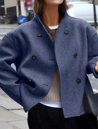 Women's Cozy Long Sleeve Stand Collar Coat Relaxed Fit Casual Layering