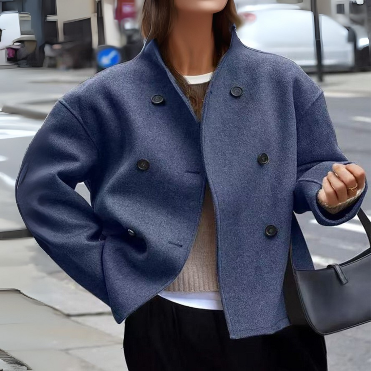 Women's Cozy Long Sleeve Stand Collar Coat Relaxed Fit Casual Layering