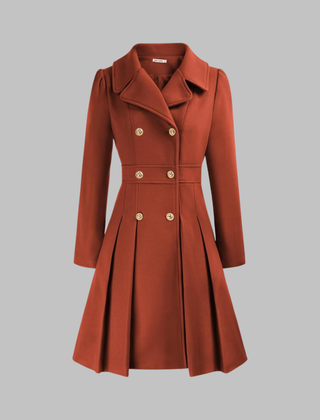 Women's Elegant Double Button Long Sleeve Coat Tailored Fit Stylish Outerwear