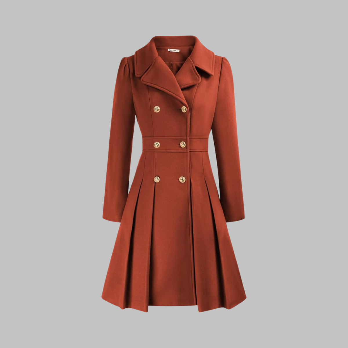 Women's Elegant Double Button Long Sleeve Coat Tailored Fit Stylish Outerwear