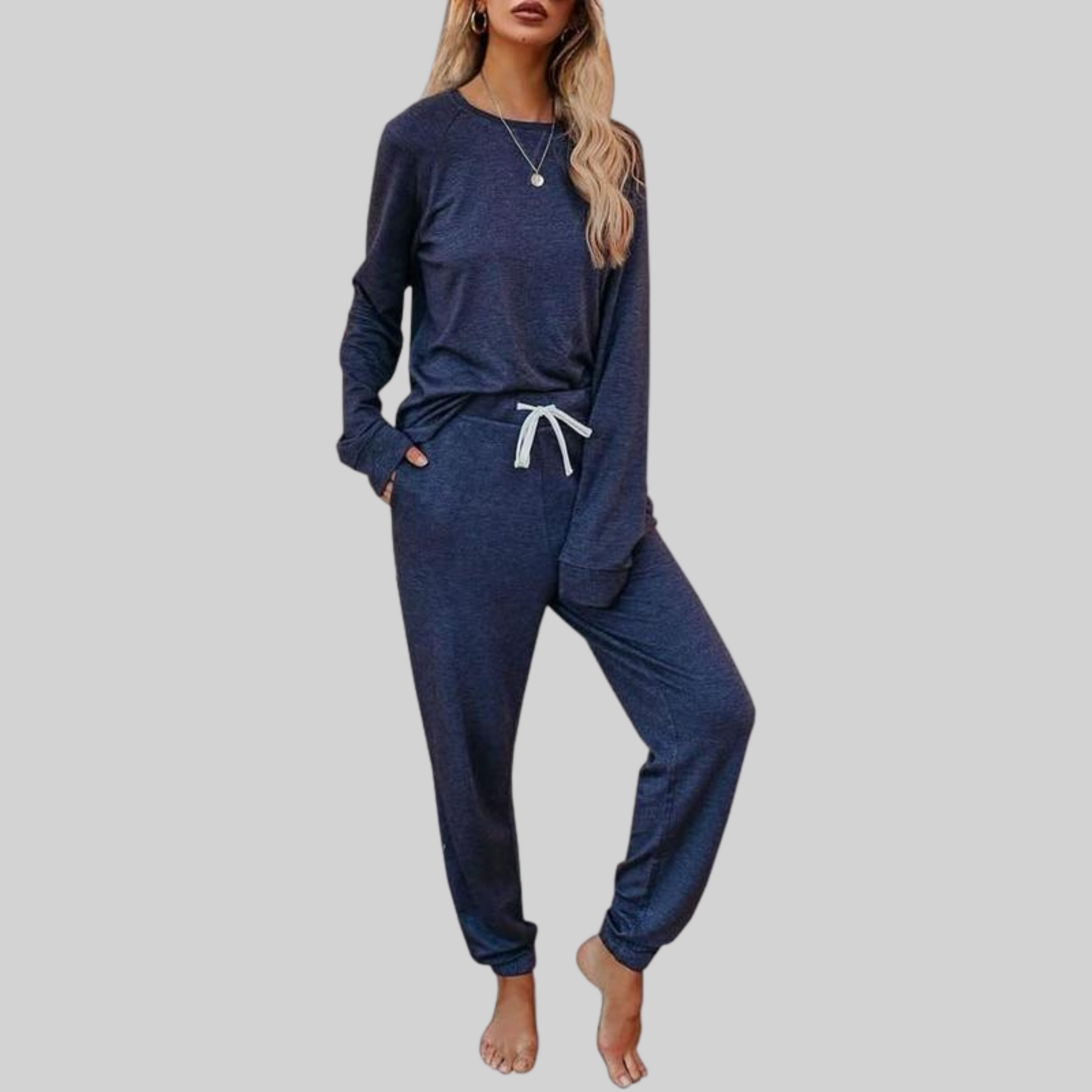 Women's Long Sleeve Top Sweatpants Lounge Set Outfit for Work Brunch Casual Days and Everyday Wear