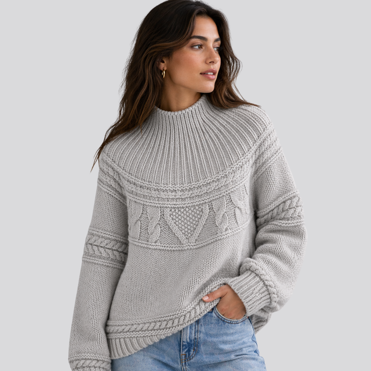 Women's Bohemian Knit Sweater Round Neck Long Sleeve Casual Everyday