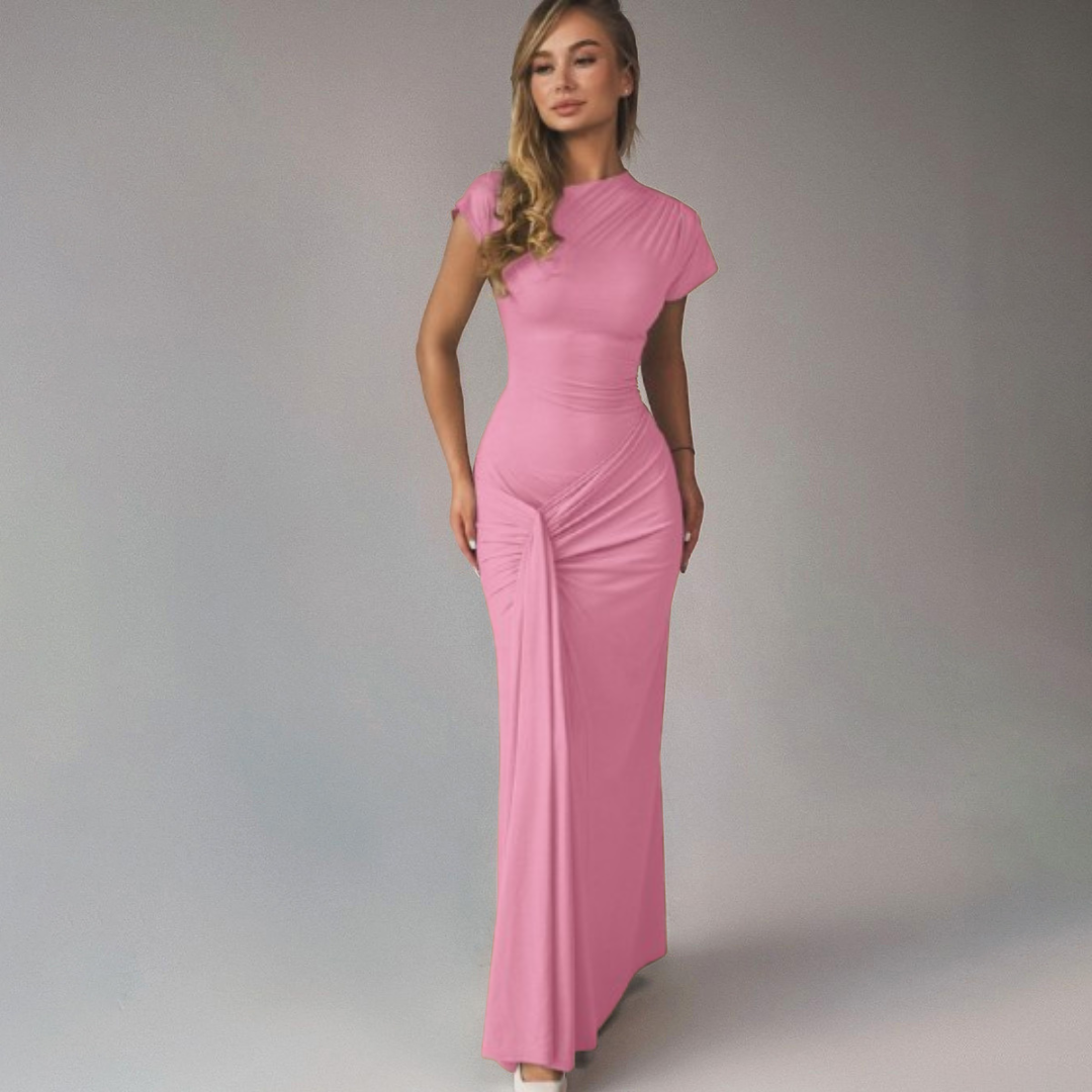 Women's Elegant Bodycon Maxi Dress Ruched Wrap Style Evening Occasion