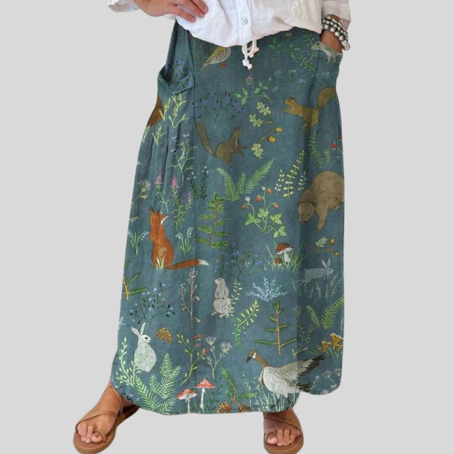 Women's Artistic Floral Animal Casual Skirt Outfit for Work Brunch Parties Holidays and Everyday Wear
