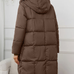 Women's Quilted Puffer Coat Hooded Long Sleeve Casual Winter Outerwear