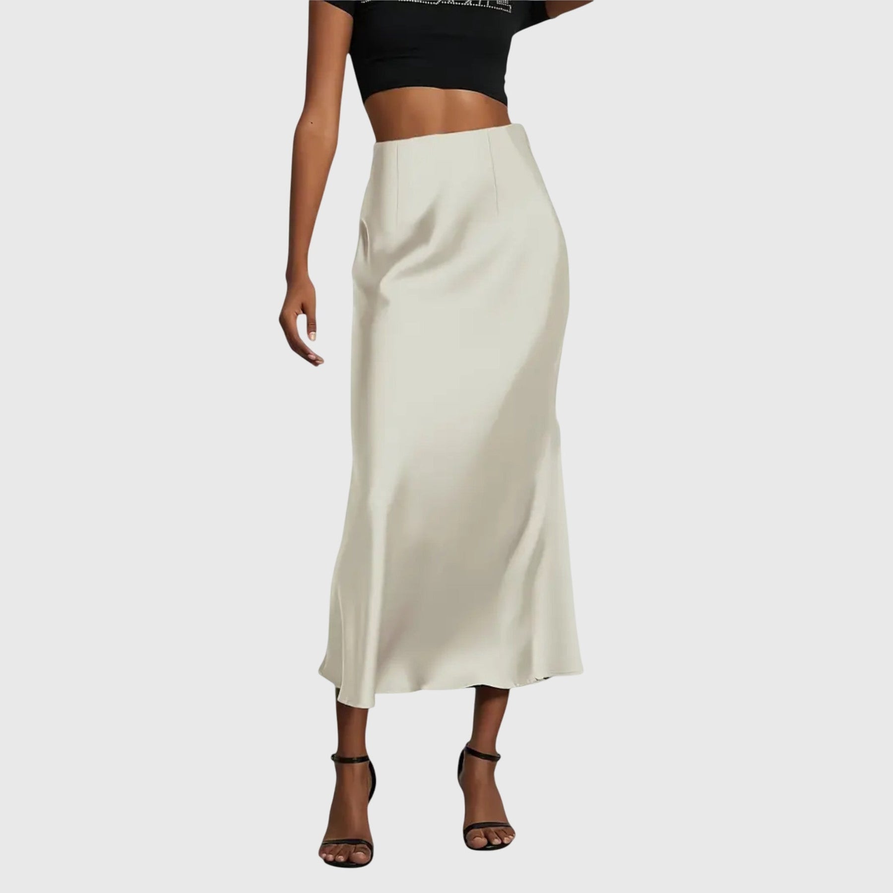 Women's Flowy Midi Skirt Outfit for Work Brunch Parties Holidays and Everyday Wear